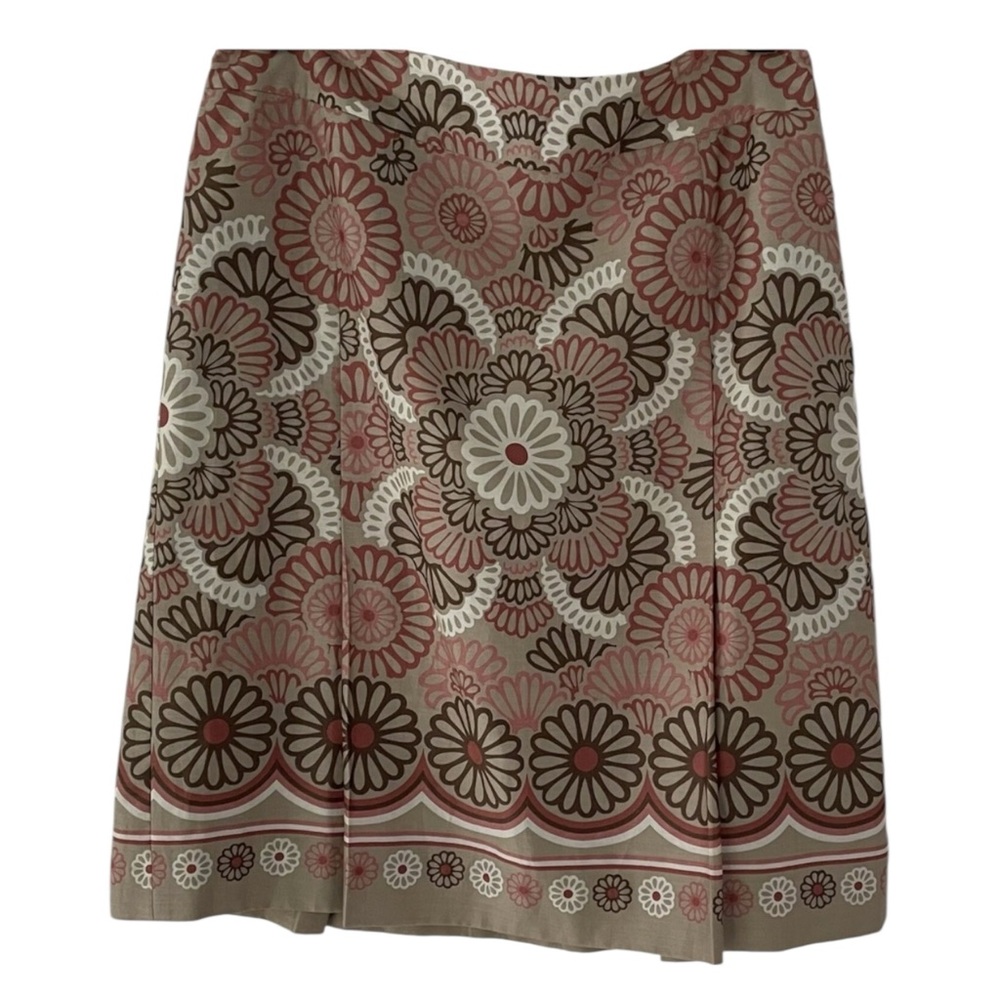 LOFT Cotton Fully Lined Floral Patterned Skirt in Brown/Cream/Reds Size 2P - Picture 3 of 9